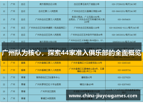 广州队为核心，探索44家准入俱乐部的全面概览