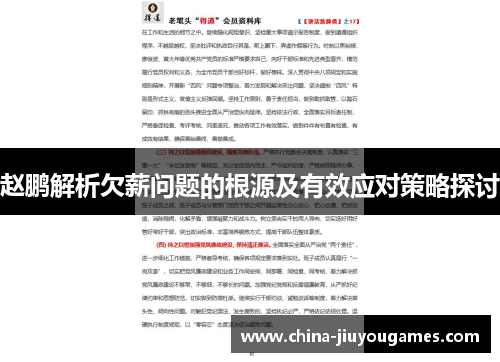 赵鹏解析欠薪问题的根源及有效应对策略探讨